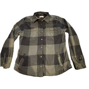 Carhartt Women's Fleece Lined Flannel Shirt Jacket Green Grey Plaid Med